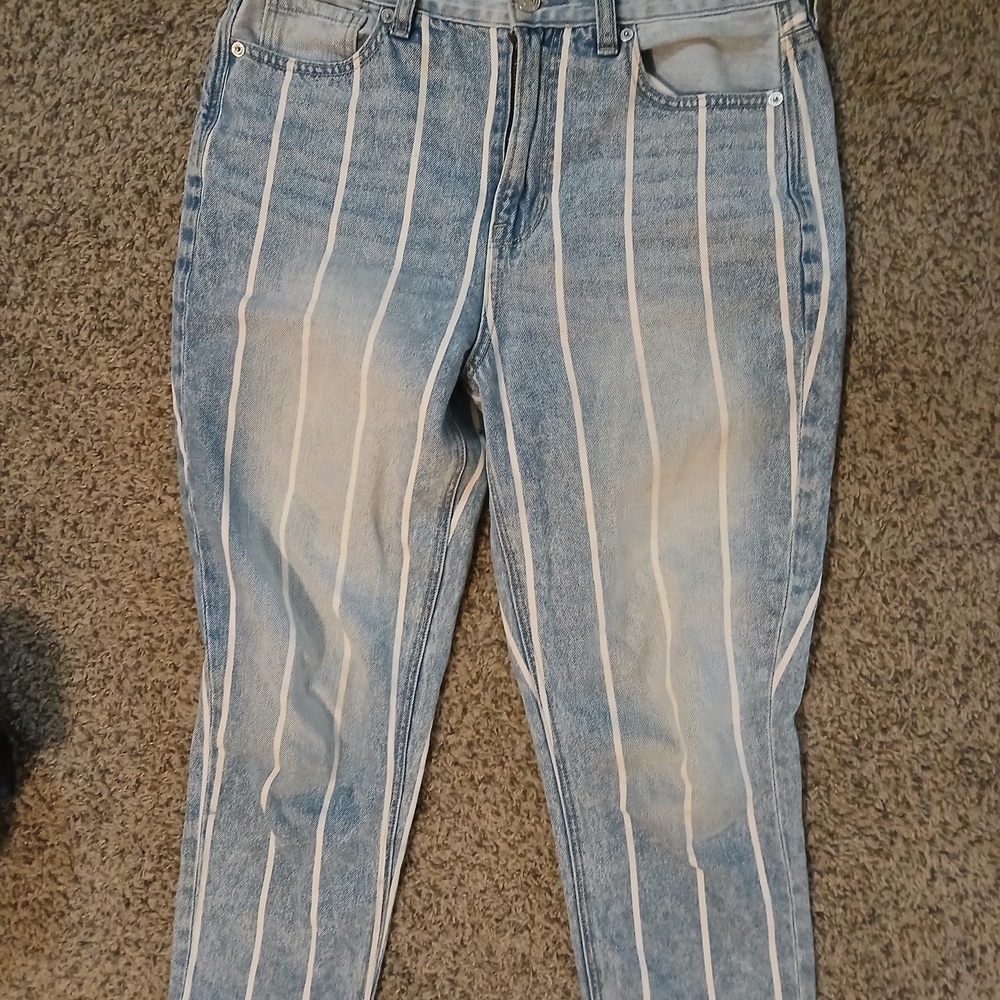 American Eagle By Payless Blue and White Striped Jean